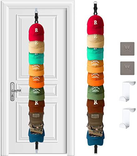 Hutablage für Baseballkappen, Hut-Organizer für über der Tür und Wand, 20 Clips für bis zu 20–40 Kappen, Hutaufbewahrung für Schrank, Baseballkappenregal für Wandaufhänger, für Wintermütze und Zubehör