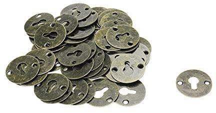 WDONAY Antik-Bronze 2,8 cm runde Schlüsselloch-Aufhänger aus Metall, Bilderrahmen zum Aufhängen, Hardware, Schlüsselloch, Regalhalterungen mit Schrauben, 50 Stück