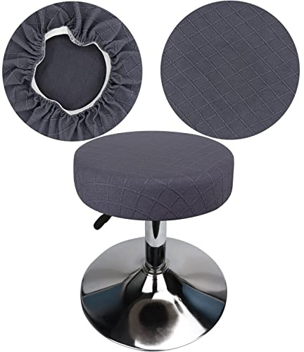 HuaLiSiJi Hocker Bezug Rund Durchmesser 30-40cm Luxuriöser Stoff Hockerbezug Rund, Dehnbar Knitterfrei Waschbar Staubdicht Weich und Langlebig (1, Grau)