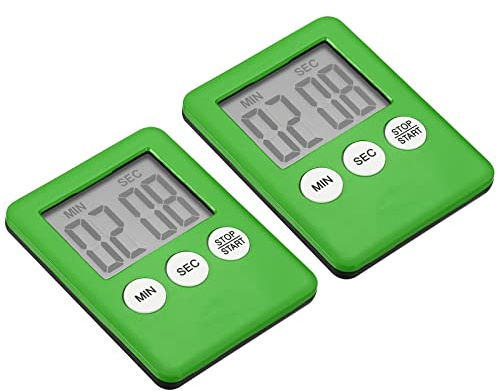 PATIKIL Digital Timer, 2Pcs Small Count Down/UP Clock with Magnetic, Big LCD Display Loud Sounds Minute Second Kitchen Timer for Games, Cooking, Green