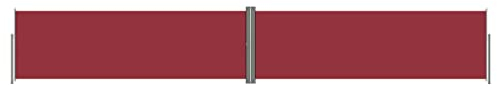 Makastle Balkon Seitenmarkise Ausziehbar Sichtschutz Windschutz Automatisch Einfahrend Seitenwandmarkise Markisenstoff mit Bodenmontage, für Balkon & Terrasse, Rot 160x1000 cm
