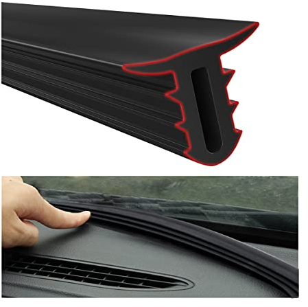 CGEAMDY Car Rubber Seal Protector Guard Strip, 160CM Universal Car Slit Windshield Trim Strip, Dashboard Panel Sound Insulation Adhesive Strips, Suitable for Various Cars, Trucks, RVs (Black)