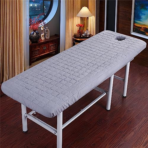 Highdi Bezug für Massageliege mit Loch, Waschbare Atmungsaktiv Beauty Bettbezug Elastisches Massagetische Bezug Weiches Massagebett für Spa, Schönheits- und Gesichtssalon (190x70cm,Grau)