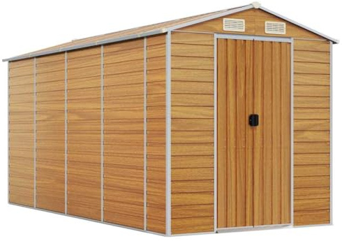 vidaXL Gerätehaus Hellbraun 191x385x198 cm Verzinkter Stahl