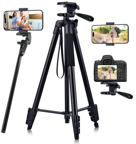 Everesta Phone Tripod, 63 Lightweight Aluminum Camera & Cell Phone Tripod for Travel & Vlogging