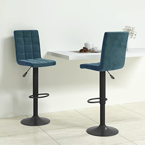 WEMYUFURN Barhocker 2 STK. Blau Samt, Tresenhocke, Stehhocker, Barstuhl für Zuhause oder Gewerbe