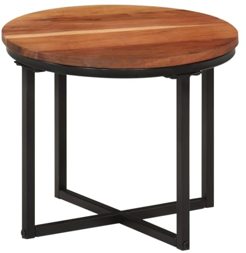 vidaXL Couchtisch, Beistelltisch für Wohnzimmer, Wohnzimmertisch mit Eisenbeinen, Sofatisch Kaffeetisch Telefontisch, Massivholz Akazie Eisen