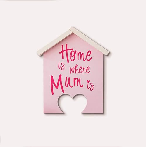 Decorazione in Legno Casetta con Cuore Mamma - Complemento d'arredo per la casa da Appendere - Idea Regalo per la Mamma