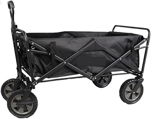 CRBUDY Wagenwagen, Gartenwagen, Wagenwagen, Faltbarer Wagenwagen, Abnehmbarer Stoff, tragbarer Klappwagen, verstellbare Griffe, Strandwagen, Einkaufswagen (schwarz)