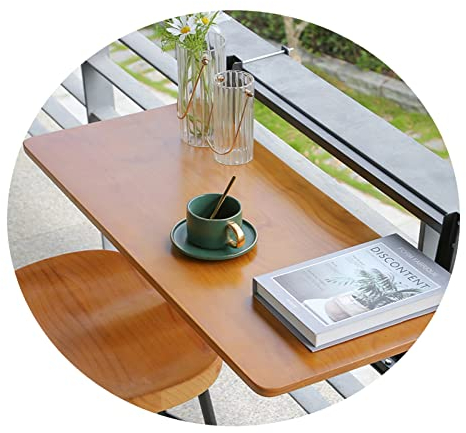 Balkon-Stehtisch für Geländer, Balkongeländer-Hängetisch, Verstellbarer Hängetisch, Hängedecktisch für Terrasse, Garten (Farbe: schwarzer Ständer, Größe: 120 x 35 cm)