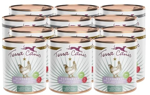 Terra Canis Huhn, Magen-Darm-Schonkost Nassfutter für Hunde, 12x800g | 100% Lebensmittelqualität aller Rohstoffe, leicht verdaulich, ideal bei akuten Magen-Darm-Problemen, getreidefrei