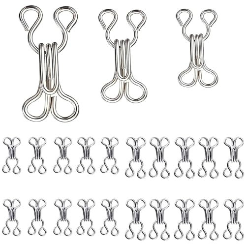 60 Pcs Sewing Hooks and Eyes Closure 3 Sizes Hook and Eye Fastenings Snaps Kit Underwear Hook and Eye Closure, Sewing DIY Craft Accessories for Bra, Clothes, Skirts, Pants