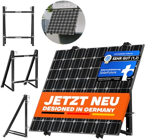 SolarFuture Balkonkraftwerk Halterung Schwarz Standard | Sturmsicher & kratzfrei | Flexible Solarpanel Halterung & Aufständerung für Solarmodul am Balkongeländer