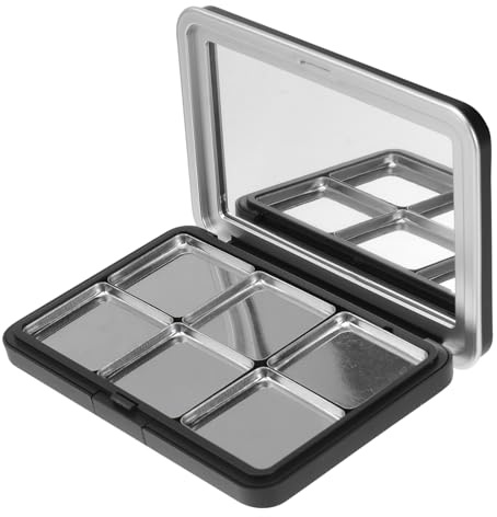Mikinona Leere Lidschattenbox Magnetisch Schwarz Kunststoff Make Up Organizer Reise Kosmetik Aufbewahrung mit 6 Fächern Nachfüllbare Rouge und Lippenstiftbox