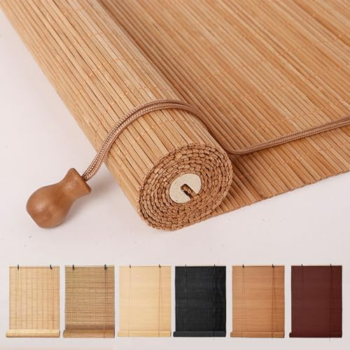 YUJIANHUAA Bambusrollo Retro Bambus Rollo,Bambus Raffrollos Fenster-Rollo,Sonnenschutz Sichtschutz Seitenzugrollo,Für Terrasse/Garten/Fenster/Tür,Breite×Höh (Carbonized,200cm x 200cm)