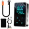Compressore Aria Portatile,Compressore Auto con Schermo LCD Digitale e Torcia LED,5 modalità di Gonfiabili con 4 Ugelli Diversi per Bici/Moto/Biciclette/Palloni
