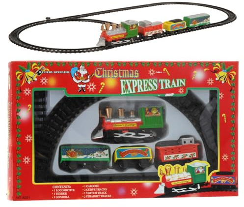 Mojawo Weihnachtsbaum Dekoration Weihnachtsdekoration Weihnachtszug Eisenbahn Zug Sound Weihnachten L183cm Batterie