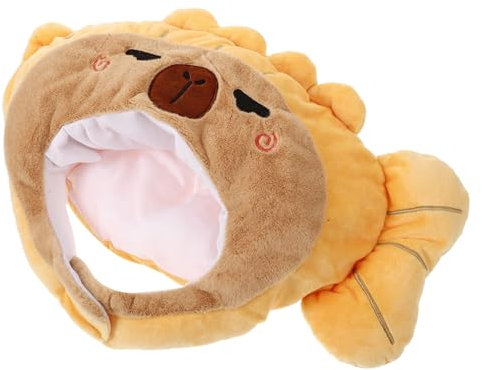 VALICLUD Fischform Kopfbedeckung Aus Plüsch Für Party Cosplay Gelb Croaker Hut Cartoon Tierkostüm Für Erwachsene Halloween Foto Prop