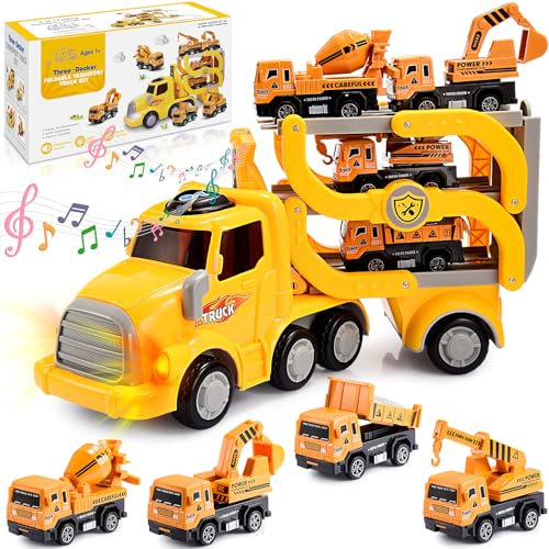 iKidiki Camion Jouet Enfant 2 3 4 5 6 Ans Garcon, Cadeau Enfant Jouet Garcon 2-6 Ans Camion Transporteur Voiture Enfant Anniversaire Cadeau Garçon 2-6 Ans Jeux Enfants 2-6 Ans