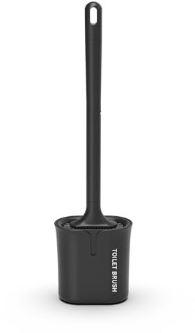 Ibergrif M34156B Black Silicone Toilet Brushes & Holders, Toilet Cleaner Brush with Quick Drying Holder Set for Bathroom