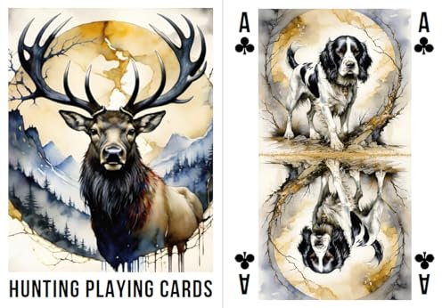 Jagd Spielkarten Pokerkarten Deck mit Wildfile Tieren und Jagdhunden