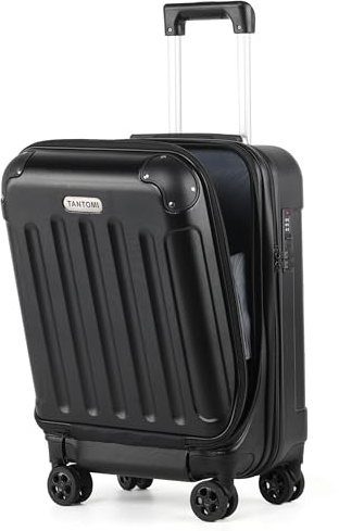 TANTOMI Handgepäck Koffer mit Laptopfach, 20 Zoll Hartschalenkoffer, Leichter ABS-Rollkoffer, Reisekoffer mit 4×360°-Rollen, 3-Stelliges Zahlenschloss (Schwarz,43L)