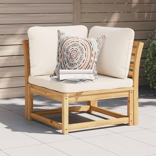 Homgoday Garten-Ecksofa mit Kissen 73x73x65 cm Massivholz Akazie Gartensofa Modular Sofa Lounge Sofa Gartenmöbel Loungemöbel Sitzgruppe Gartengarnitur für Garten Terrasse