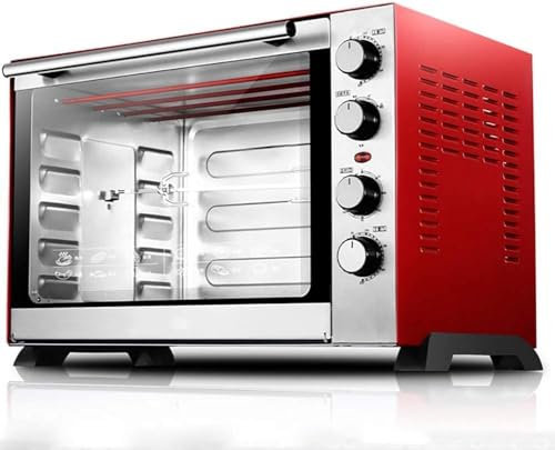 Elektrisk ugn, konvektionsugn 60 L mini elektrisk konvektionsugn med kokplatta, grill och roterande spett (100–250 °C), med flera funktioner för matlagning och grill, metall/glas