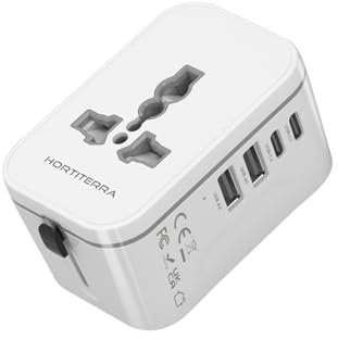 DE Adattatore Universale Da Viaggio, Presa Universale da Viaggio con 2 USB A e 2 USB C, Adattatore Spina Internazionale per Americana USA Giapponese UK China Australia Messico Tailandia