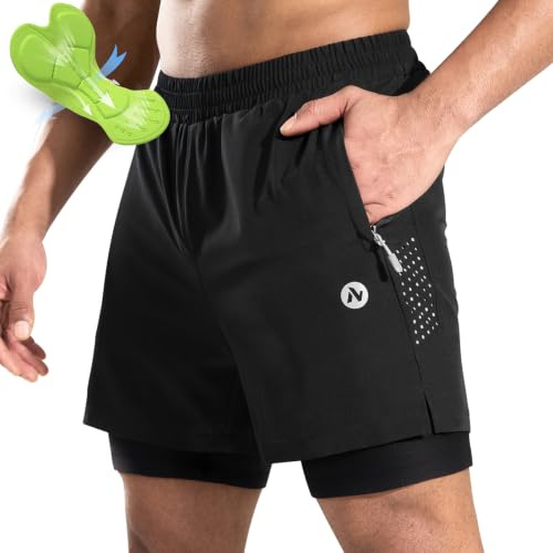 Nepest Short de VTT pour Homme - Short de VTT rembourré 4D - Poche Ample - Respirant - Séchage Rapide