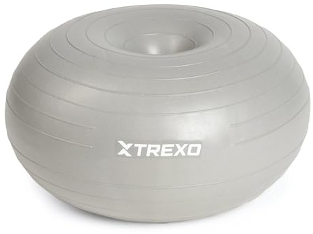 XTREXO Gymnastikball Donut in Lila mit 50 cm Durchmesser, aus PVC, stabil und komfortabel Mobilisiert die Tiefenmuskulatur, ideal für Reha, Fitness und Haltungskorrektur Inklusive Pumpe