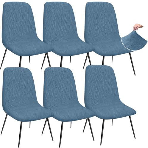Granbest Jacquard Verdickte Elastisch Essen Stuhlhussen, Niedriger Rücken Stuhlabdeckun für Hotel,Bankett,Hochzeit,Partei Deko (Set von 6, Azure Blau)