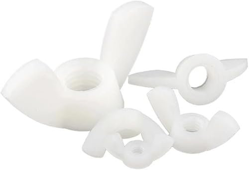 Flügelmuttern, Schmetterlingsmutter, Flügelmuttern, 50 Stück, schwarz/weiß, handfest, Flügelmutter, Schmetterlingsmutter, Kunststoff-Flügelmutter M3, M4, M5, M6, M8, M10, M12, Hardware-Mutter(White,M1