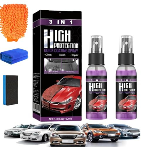 Oveallgo Curvefit Spray Anti-Rayures pour Voiture, 3 en 1 Curvefit Spray Nano Anti Rayures, 100ml /30ml Spray Anti Rayure Verre Liquide pour Voiture Brillance & Protection Longue Duré (60ml)