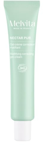 Melvita - Gel Crème Correcteur Matifiant - Nectar Pur - Menthe Poivrée Rééquilibrante - Peaux Mixtes à Grasses, Texture Légère, Non Comédogène - Soin Hydratant - 40 ml