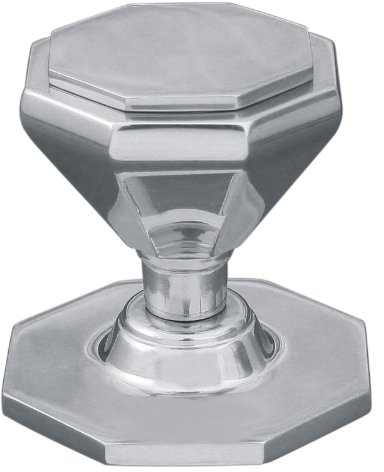 KOOPLES HARDWARE Tamas Centre Door Knob – Solid Brass Fixed Door Pull for Front Doors – Traditional Round Centre Knob (Polished Chrome, 79x66mm)