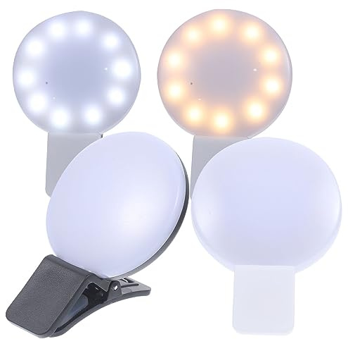 DIYEAH Lot de 4 Lampes Selfie Rechargeables USB à Clip Plastique 50mah 3 Modes Lumière Confortable pour Infirmière Paquet Présent