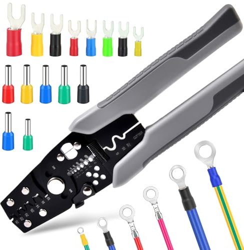 SPEEDWOX Wire Crimper Tool with Stripper Cutter Crimping Pliers Terminal Pliers for Insulated Electrical Connectors Electrical Crimping Tool Multifunctional Cutting Stripping