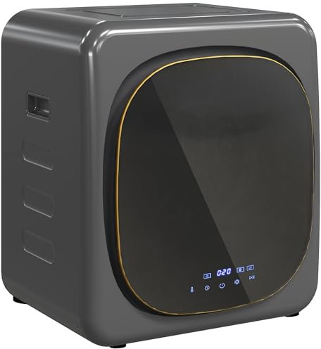 HOMCOM Mini Wäschetrockner mit 6 Programm LED-Touchscreen 4 kg bis zu 60℃, 800W Freistehend Wandmontierbar Ablufttrockner mit Überhitzungsschutz Ablufttrockner für Kleidung Grau
