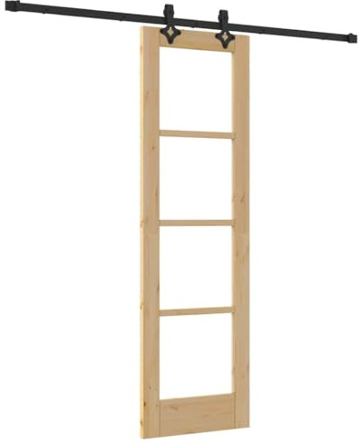 vidaXL Porte coulissante ORKDAL Naturel et Noir 61 x 198,5 cm, Salle de séjour, porte en verre rectangulaire, moderne, entrée coulissante, séparateur intérieur contemporain, pour maison
