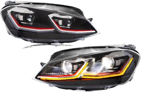 Hguvsjd Blocchi Fari Anteriori Per Per Golf 7 MK7 VII 2013-2017 Gruppo Luci Anteriori Indicatori Di Direzione Sequenziali Non Compatibile Con Fari GTI E Allo Xeno Faro Proiettore Anteriore