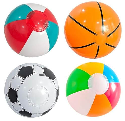 BOSSETY 4PC Wasserball Aufblasbar, 12cm Verdicktes PVC Bunt Strandball Inflatable Beach Ball Klein Schwimmbad Spielzeug Ball, Sicher und ungiftig, für Strand Pool Party Outdoor-Aktivitäten (4PC)