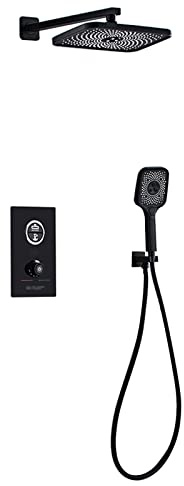 Robinet de doucheensemble mélangeur Douche encastré, mélangeur Douche Bain thermostatique, Pomme Douche à Effet Pluie et Ensemble tuyaux