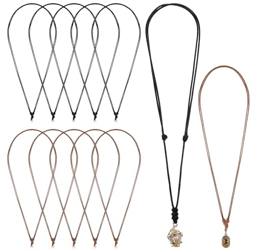 12 stycken läderkedjor män läderband kedja läderhalsband med justerbar knutstängning läderkedjor damer konstläder halsband läderband för kedjor gummikedja för gör-det-själv hängande smycken