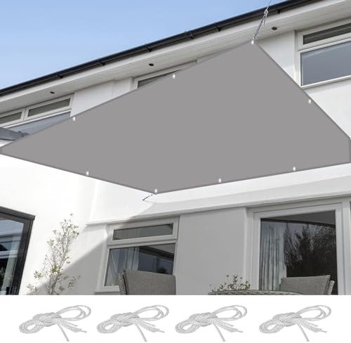 Tenda parasole a vela con blocco UV, 4 x 8 m, resistente, in poliestere, con corde, per giardino, patio e esterni, soluzione ombreggiante per esterni, grigio chiaro