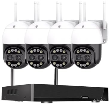 Di telecamere di sorveglianza 4K con kit NVR wireless Set sicurezza CCTV a doppia lente da 8MP(None,4 Pcs Camera System)