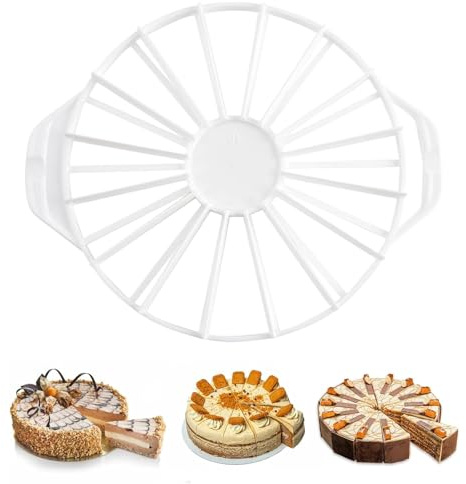 Tortenteiler 14/16 Kuchenteiler Tortenschneider mit Griff, Doppelseitiger Rund Kunststoff Tortenstücke Zum Schneiden von Gleichen, Wiederverwendbare Küche Kuchen Gadget, Weiß