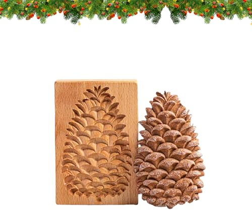 Squirrel,Pine Cone Shape Wooden Cookie Cutter Embossing Mold,3D Carved Wooden Cookie Mold,Mooncakes,Biscuit Press Stamp Molds for Baking Moulds Christmas Thanksgiving Halloween Kitchen DIY (Squirrel)
