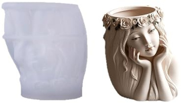Silikon-Bastelform mit glatten Oberflächen, Übertopf für dekorative Mädchen, Kunstharz, Gießen, Zement-Projekte, Silikon