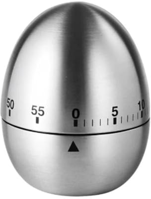 Egg Kitchen Timer Stainless Steel Mechanical Rotating Alarm 60 Minutes Count Down Timer for Cooking Learning